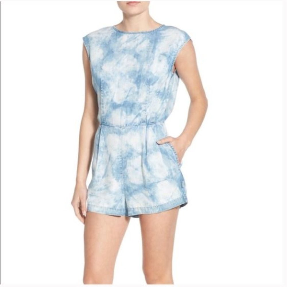 RVCA Easier Said Chambray Shorts Romper